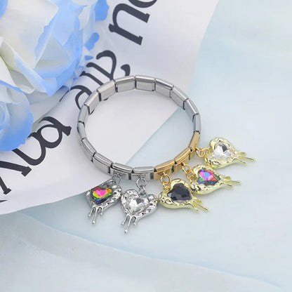 melted heart charms with gemstone silver&gold