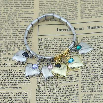 Crystal Heart Dangle Charms in Silver & Gold