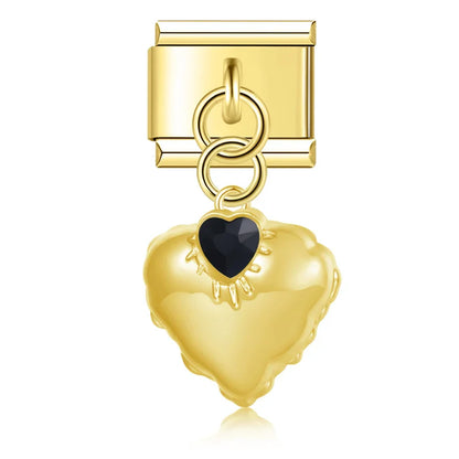 Crystal Heart Dangle Charms in Silver & Gold