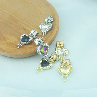 melted heart charms with gemstone silver&gold