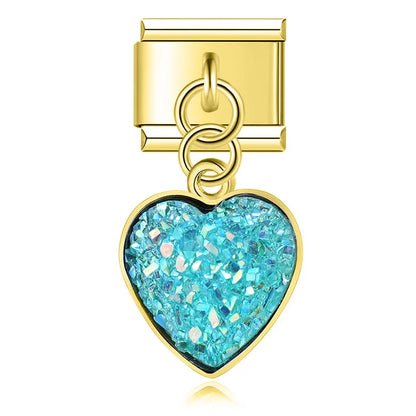 The Radiant Druzy Heart Dangle Charm in Gold