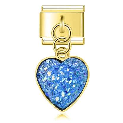 The Radiant Druzy Heart Dangle Charm in Gold