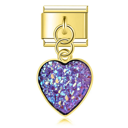 The Radiant Druzy Heart Dangle Charm in Gold