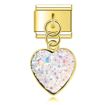 The Radiant Druzy Heart Dangle Charm in Gold