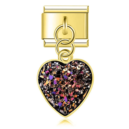 The Radiant Druzy Heart Dangle Charm in Gold