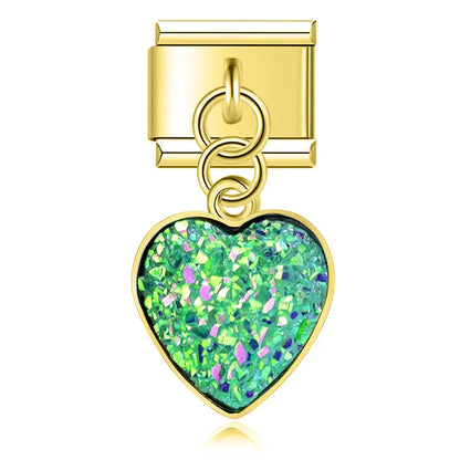 The Radiant Druzy Heart Dangle Charm in Gold
