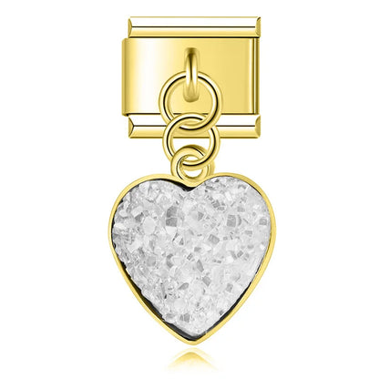 The Radiant Druzy Heart Dangle Charm in Gold