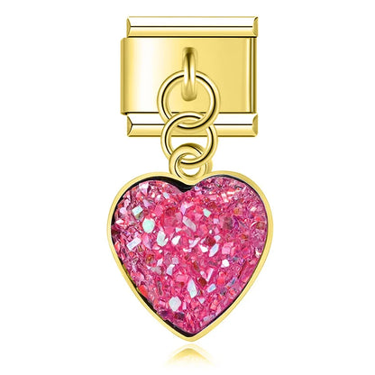 The Radiant Druzy Heart Dangle Charm in Gold