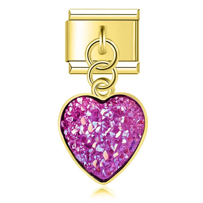 The Radiant Druzy Heart Dangle Charm in Gold