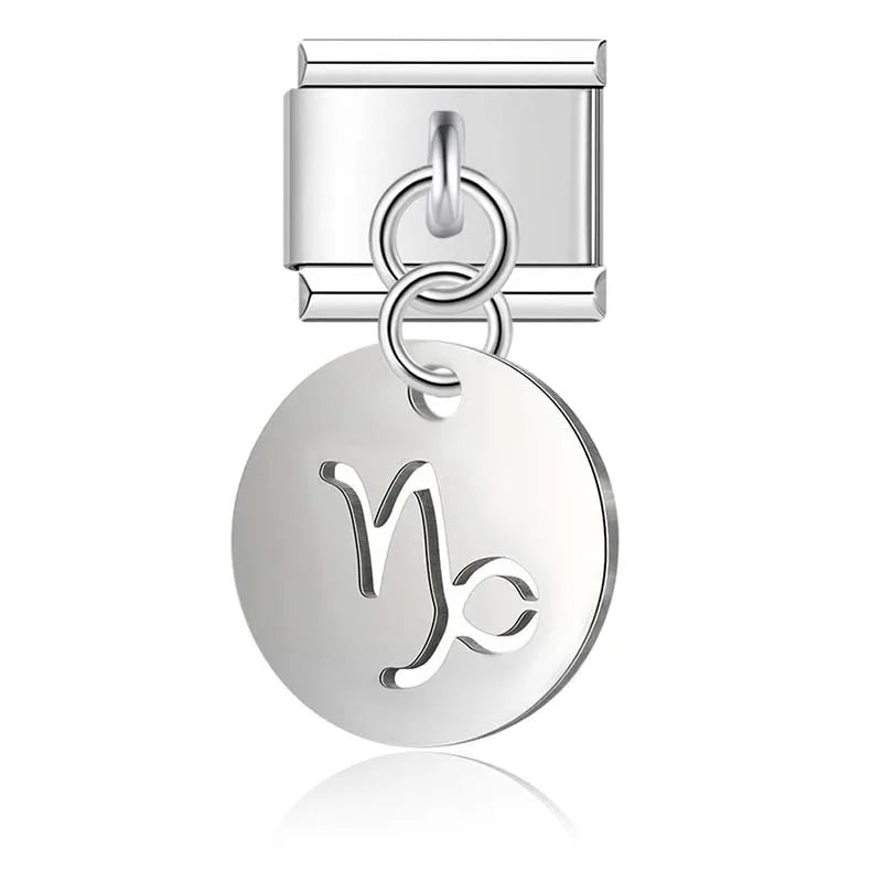 silver Round 12 Constellation dangle charms