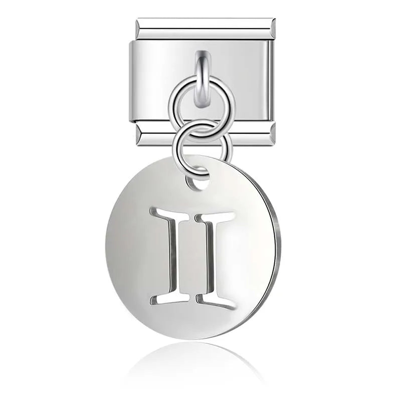 silver Round 12 Constellation dangle charms