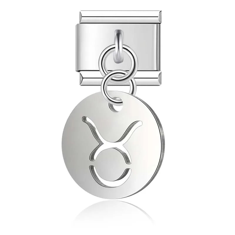 silver Round 12 Constellation dangle charms