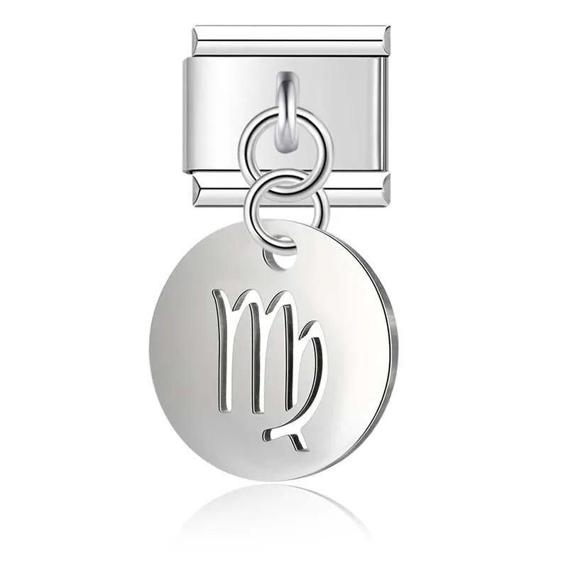 silver Round 12 Constellation dangle charms