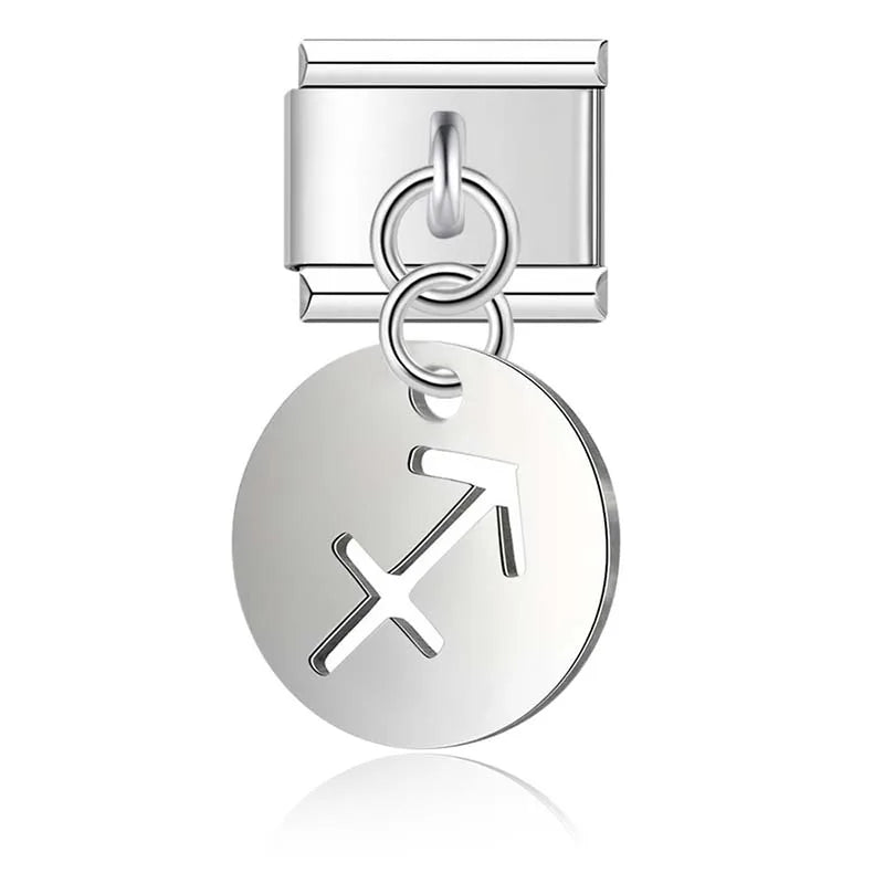 silver Round 12 Constellation dangle charms
