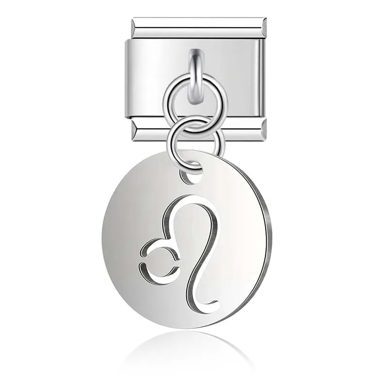 silver Round 12 Constellation dangle charms