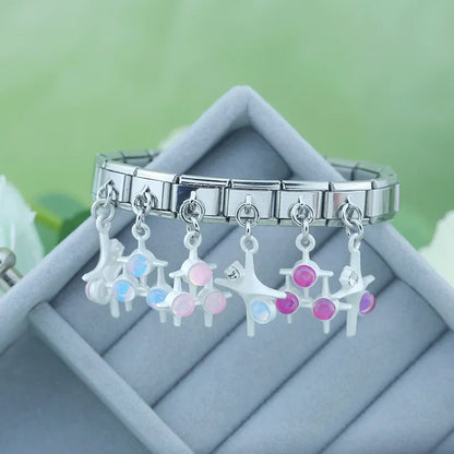 The Pastel Starburst & Crystal Cat Dangle Charm in Silver