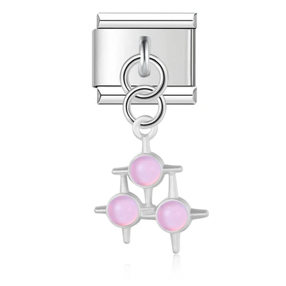 The Pastel Starburst & Crystal Cat Dangle Charm in Silver