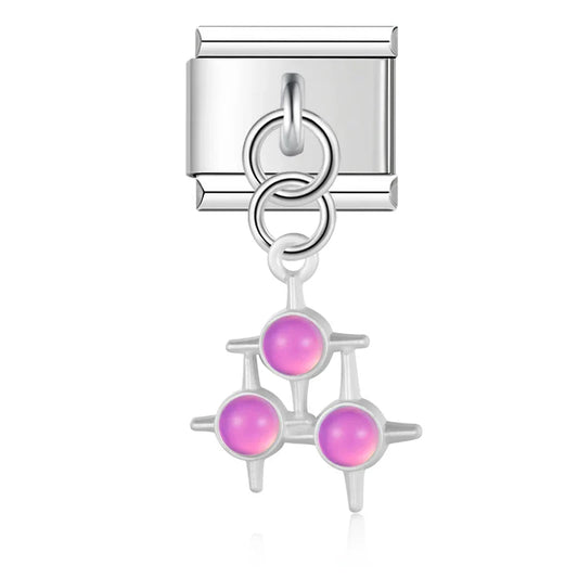 The Pastel Starburst & Crystal Cat Dangle Charm in Silver