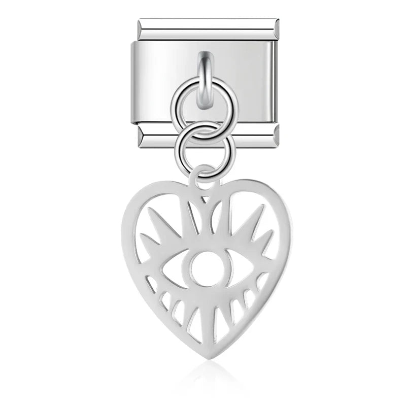 Sweet Dolphin Heart Eye gold&silver charms