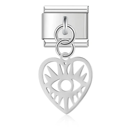 The Sweet Dolphin, Heart & Eye Dangle Charm in Gold & Silver
