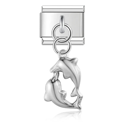 The Sweet Dolphin, Heart & Eye Dangle Charm in Gold & Silver