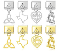 The Sweet Dolphin, Heart & Eye Dangle Charm in Gold & Silver