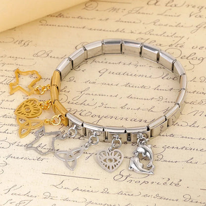 The Sweet Dolphin, Heart & Eye Dangle Charm in Gold & Silver