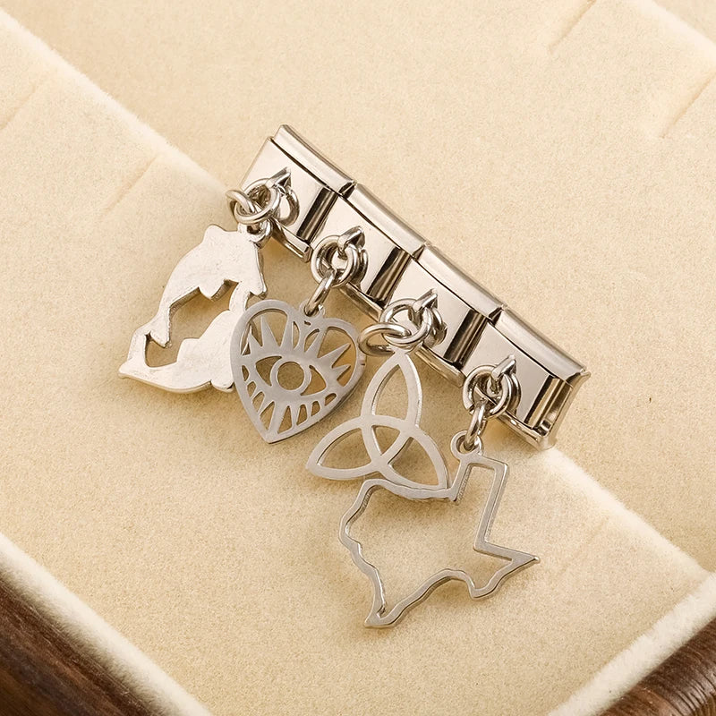 Sweet Dolphin Heart Eye gold&silver charms