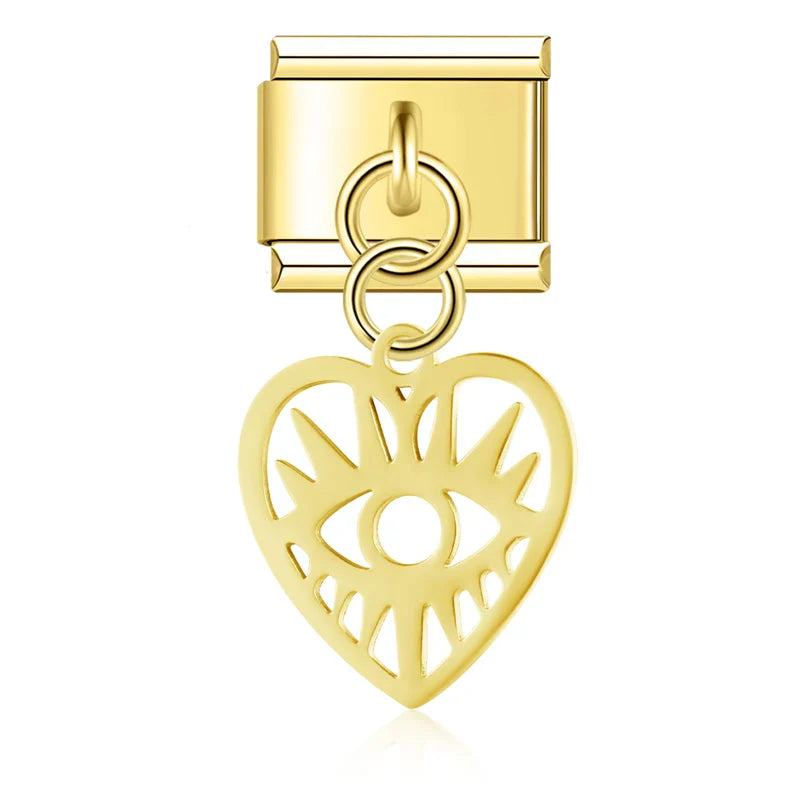 Sweet Dolphin Heart Eye gold&silver charms