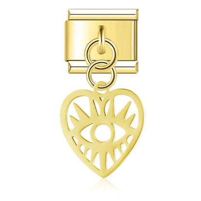The Sweet Dolphin, Heart & Eye Dangle Charm in Gold & Silver