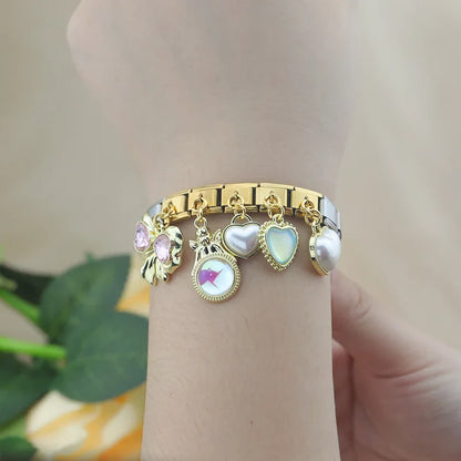 The Heart, Bowknot & Angel Golden Dangle Charm