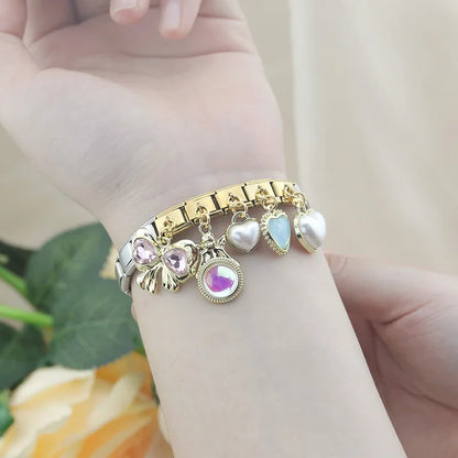 The Heart, Bowknot & Angel Golden Dangle Charm