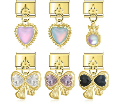 The Heart, Bowknot & Angel Golden Dangle Charm