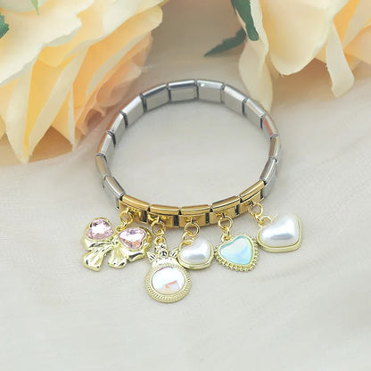 The Heart, Bowknot & Angel Golden Dangle Charm