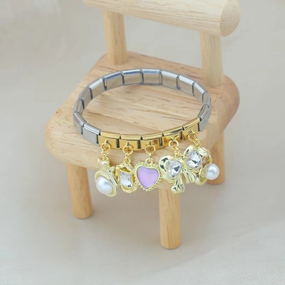 The Heart, Bowknot & Angel Golden Dangle Charm