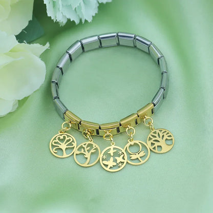 Delicate Nature & Garden Silhouette Dangle Italian Charms — Botanical & Wildlife Silhouette Dangle Links