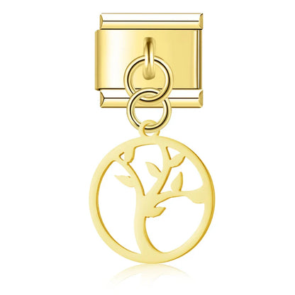 Delicate Nature & Garden Silhouette Dangle Italian Charms — Botanical & Wildlife Silhouette Dangle Links