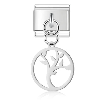 Delicate Nature & Garden Silhouette Dangle Italian Charms — Botanical & Wildlife Silhouette Dangle Links