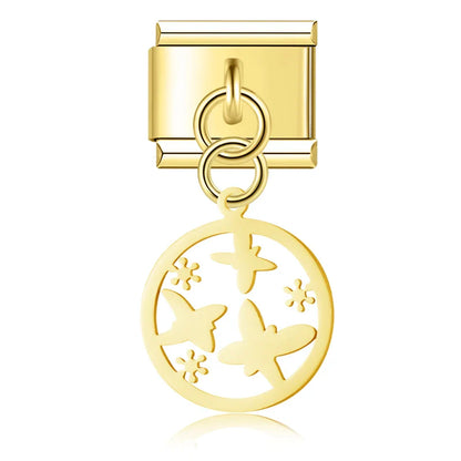Delicate Nature & Garden Silhouette Dangle Italian Charms — Botanical & Wildlife Silhouette Dangle Links