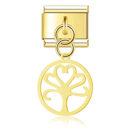 Delicate Nature & Garden Silhouette Dangle Italian Charms — Botanical & Wildlife Silhouette Dangle Links