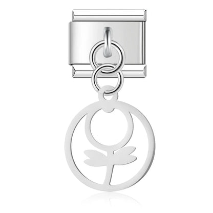Delicate Nature & Garden Silhouette Dangle Italian Charms — Botanical & Wildlife Silhouette Dangle Links