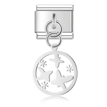 Delicate Nature & Garden Silhouette Dangle Italian Charms — Botanical & Wildlife Silhouette Dangle Links