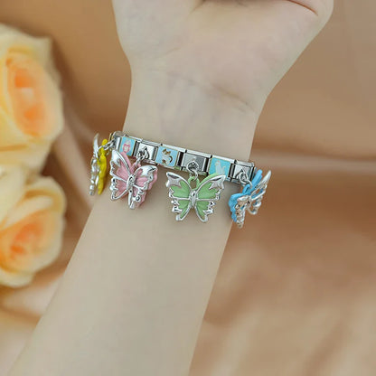 Colourful Butterfly Italian Charm – Enamel 9mm Bracelet Links in 8 Colours
