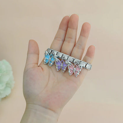 Colourful Butterfly Italian Charm – Enamel 9mm Bracelet Links in 8 Colours