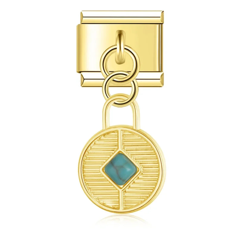 Butterfly Heart Eye golden charms