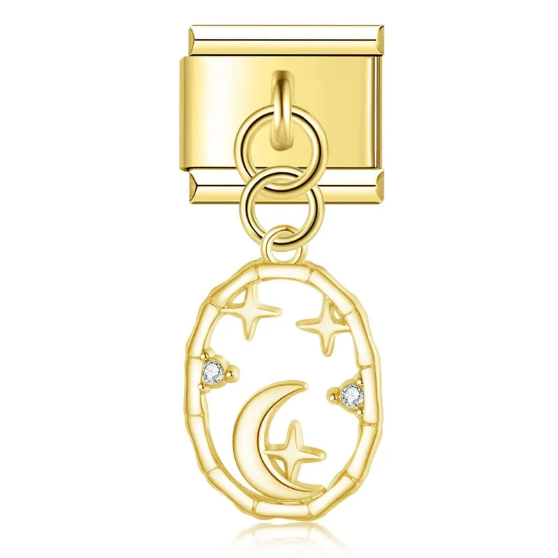 Butterfly Heart Eye golden charms