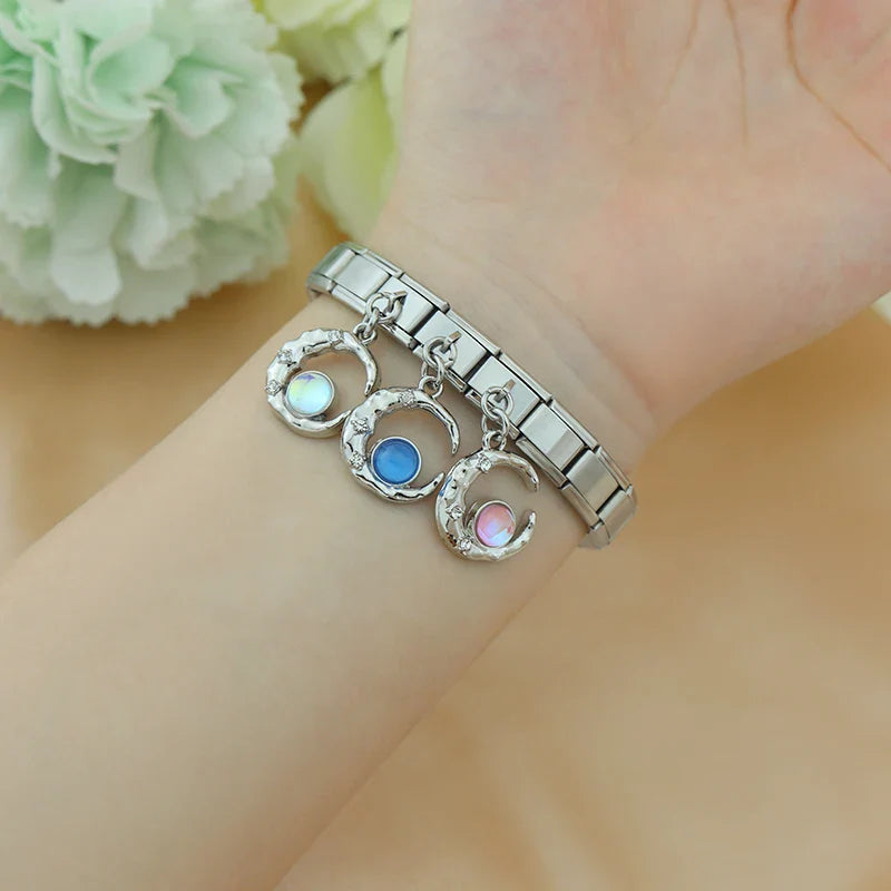 Moon CZ Italian Charms  Jewelry  DJ1280