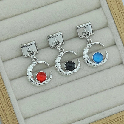 Crescent Moon & Gemstone Dangle Charms