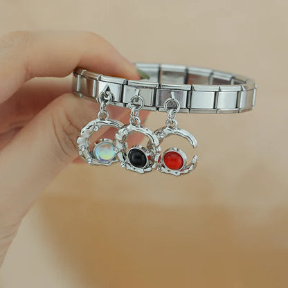 Crescent Moon & Gemstone Dangle Charms