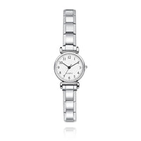 Classic Petite Round Watch with Numbered Dial — Customisable Italian Charm Watch Bracelet